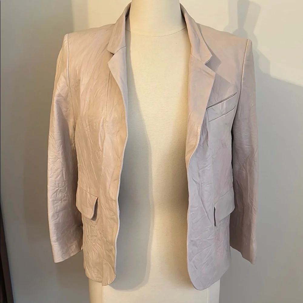 🌸 Zadig & Voltaire VERYS Crinkle Lamb Leather Blazer Jacket 38 / M - Picture 8 of 16
